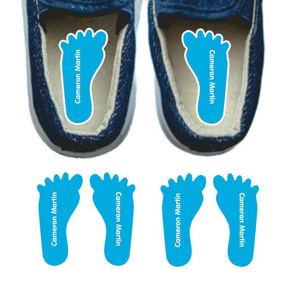 Solids left and right foot-shaped labels for kids shoes Solids left and right foot-shaped labels for kids shoes