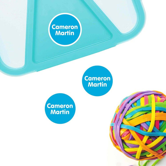 Solids small round name labels — waterproof circle stickers for kids