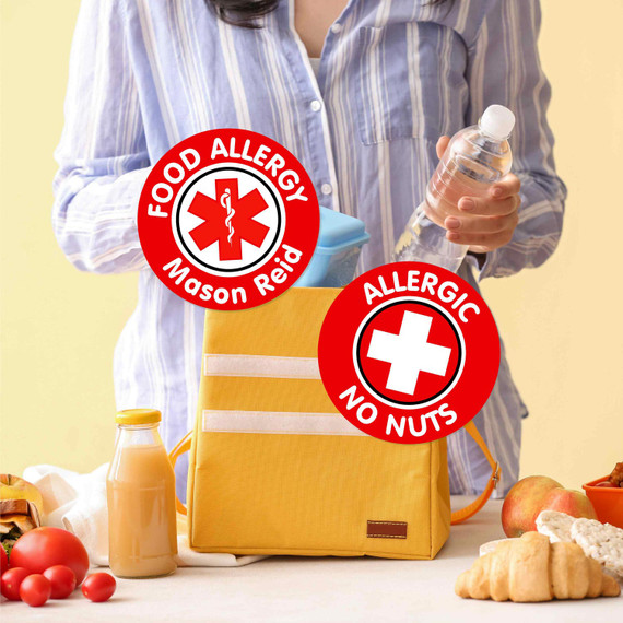 medical alert round labels — waterproof dishwasher safe for kids