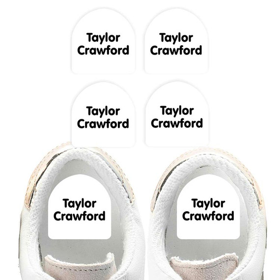 Simply White shoe name labels — personalized waterproof labels for shoes