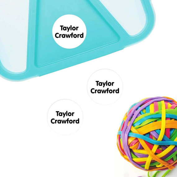 Simply White small round name labels — waterproof circle stickers for kids