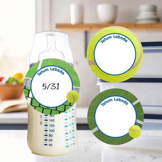 Waterproof small round write-on labels tennis court kids daycare name stickers