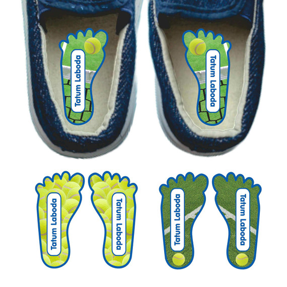 Tennis left and right foot-shaped labels for kids shoes Tennis left and right foot-shaped labels for kids shoes
