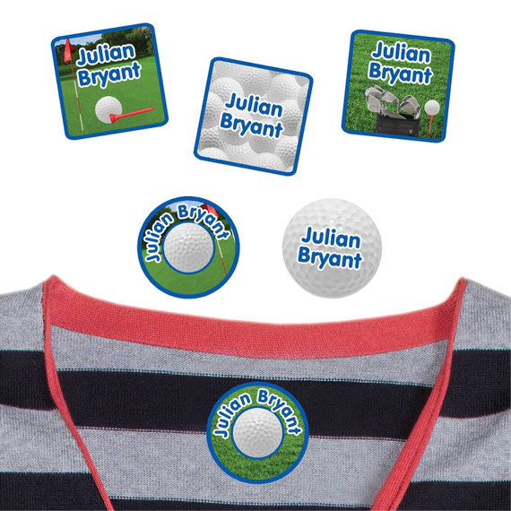 Golf peel and stick clothing labels — clothing stickers for kids made to order