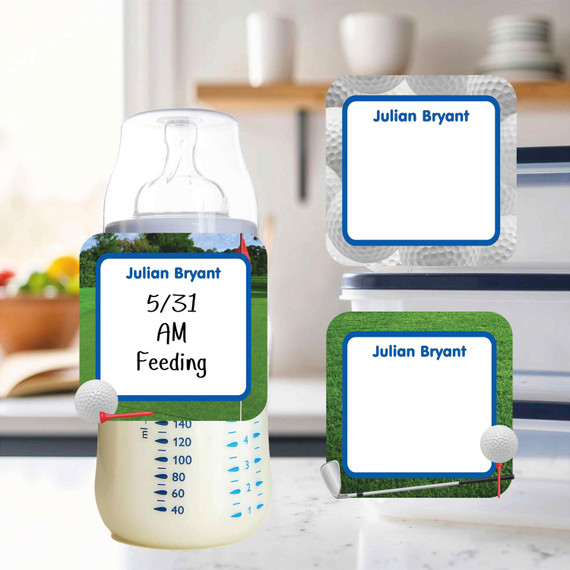 Golf small square write-on labels — reusable waterproof daycare