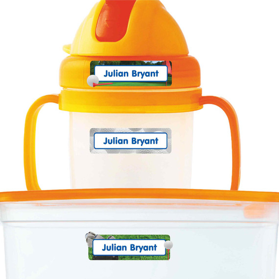 Golf extra small waterproof name stickers — mini sticker labels for small items and gear
