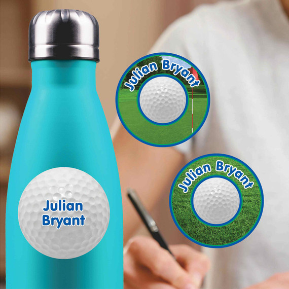 Golf medium round labels — waterproof circle name stickers for kids