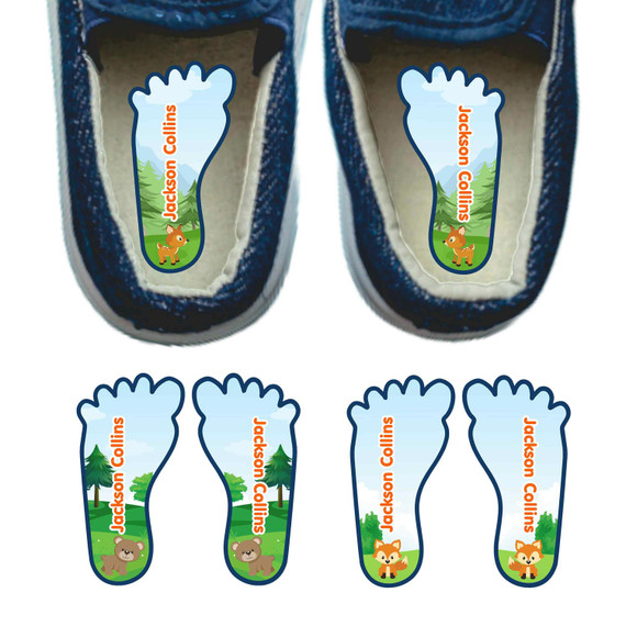 Forest Friends left and right foot-shaped labels for kids shoes Forest Friends left and right foot-shaped labels for kids shoes