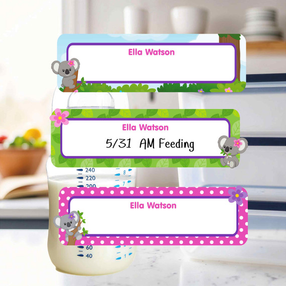 Koalas small rectangle write-on labels — reusable waterproof