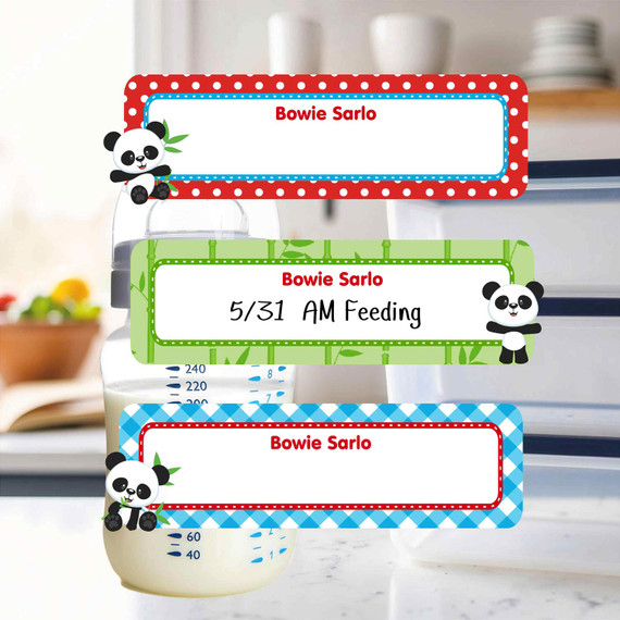 Pandas small rectangle write-on labels — reusable waterproof