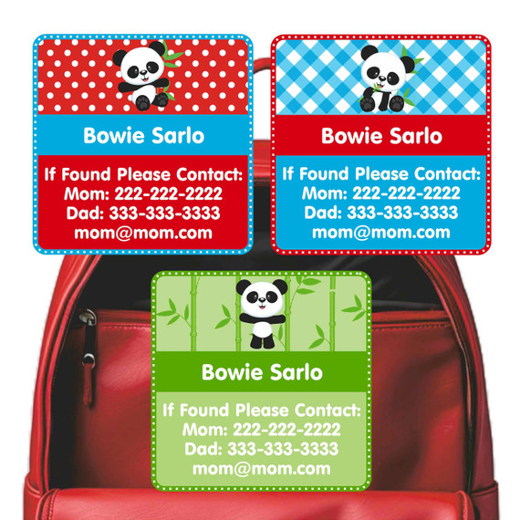 Perfectly Plaid emergency contact tag with plaid pattern