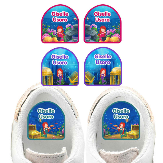 Mermaids shoe name labels — personalized waterproof labels for shoes