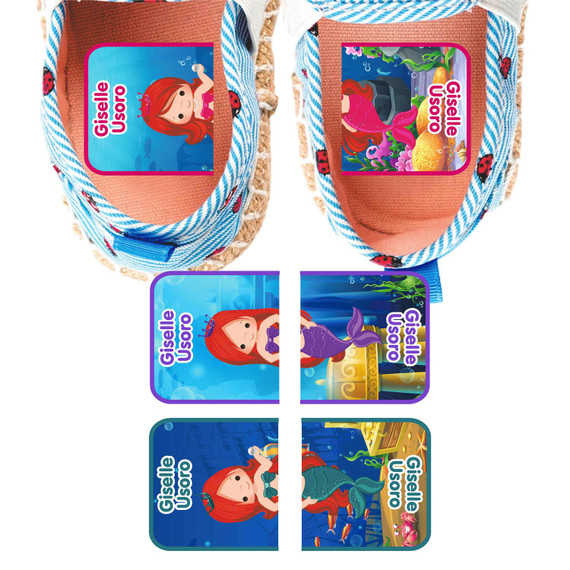 Mermaids MatchUp teaching shoe stickers — left and right shoe labels for toddlers