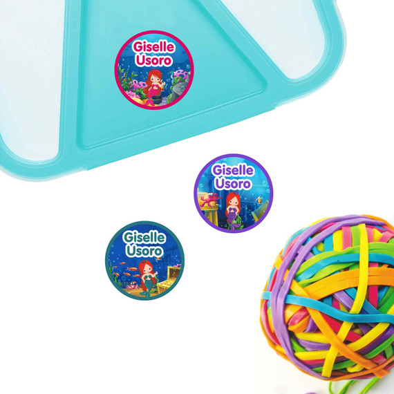 Round name labels for kids' organization