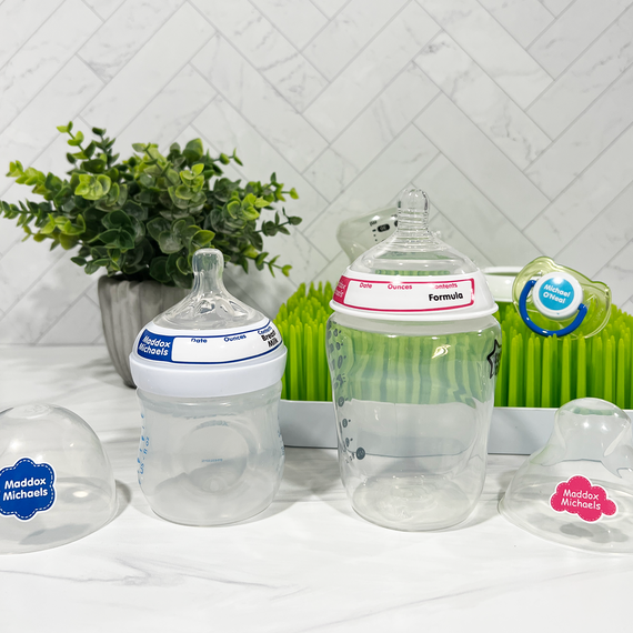 Waterproof stickers for infant feeding containers and childcare requirements