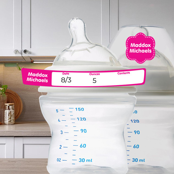 Curved Rim Bottle Labels — baby bottle labels for daycare, waterproof personalized bottle label stickers