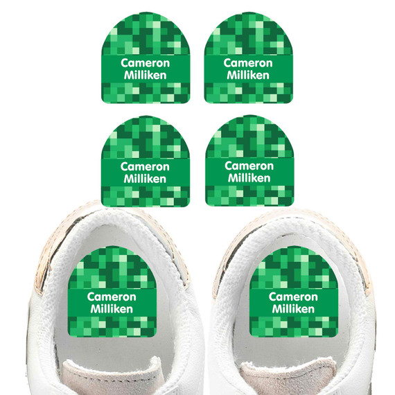 Pixel Craft shoe name labels — personalized waterproof labels for shoes