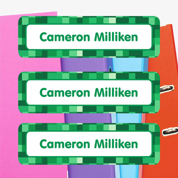 Pixel Craft extra large waterproof name labels — name stickers for water bottles and school gear