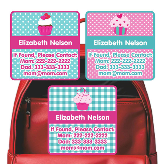 Cupcakes emergency contact stickers with frosted cupcake design Cupcakes emergency contact stickers with frosted cupcake design