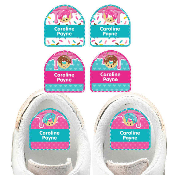 Donuts shoe name labels — personalized waterproof labels for shoes