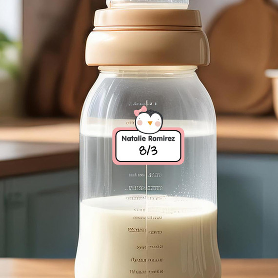 Small animal character waterproof baby bottle labels for daycare — cute write-on name labels