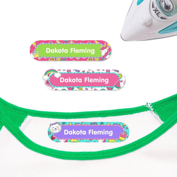 Durable Stickers school name tags. High-quality tags that stay stuck through laundry day.