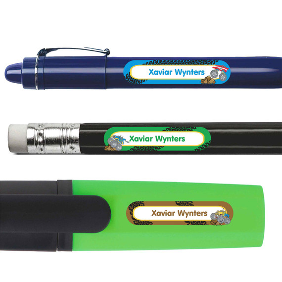 Monster Trucks Personalized Pencil Labels pencil labels — personalized name stickers for school supplies
