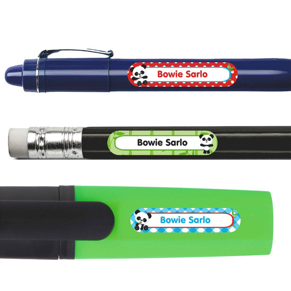 Pandas Personalized Pencil Labels pencil labels — personalized name stickers for school supplies
