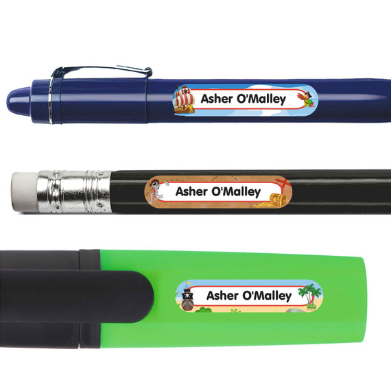 Pirates Personalized Pencil Labels pencil labels — personalized name stickers for school supplies