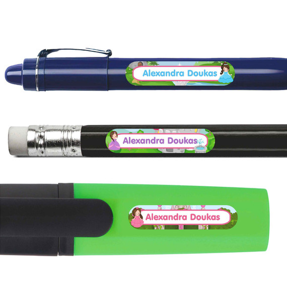Enchanted Princess Personalized Pencil Labels pencil labels — personalized name stickers for school supplies