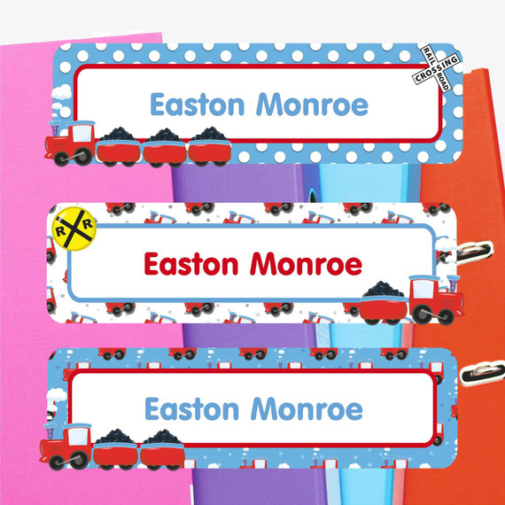 Train Chug Chug extra large waterproof name labels — name stickers for water bottles and school gear