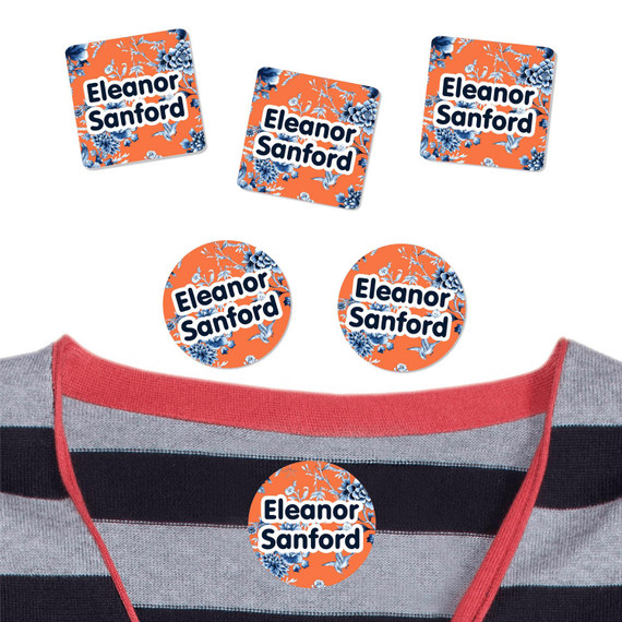 Chinoiserie peel and stick clothing labels for kids — clothing stickers made to order