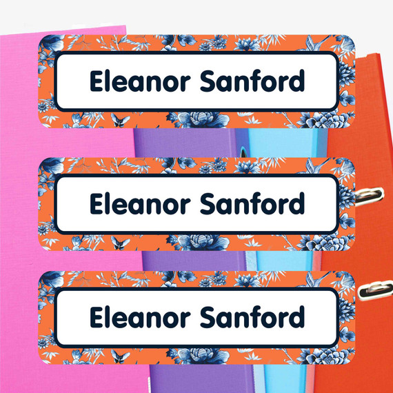 Chinoiserie extra large waterproof name labels — name stickers for water bottles and school gear