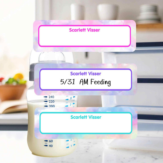 Clouds small rectangle write-on labels — reusable waterproof