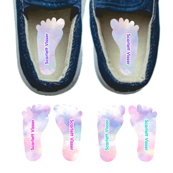 Clouds left and right foot-shaped labels for kids shoes Clouds left and right foot-shaped labels for kids shoes