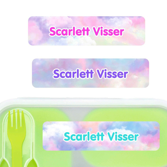 Clouds large rectangle name labels — waterproof sticker labels for school supplies and water bottles