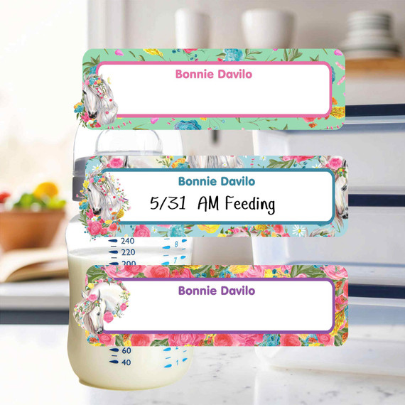 Horses small rectangle write-on labels — reusable waterproof