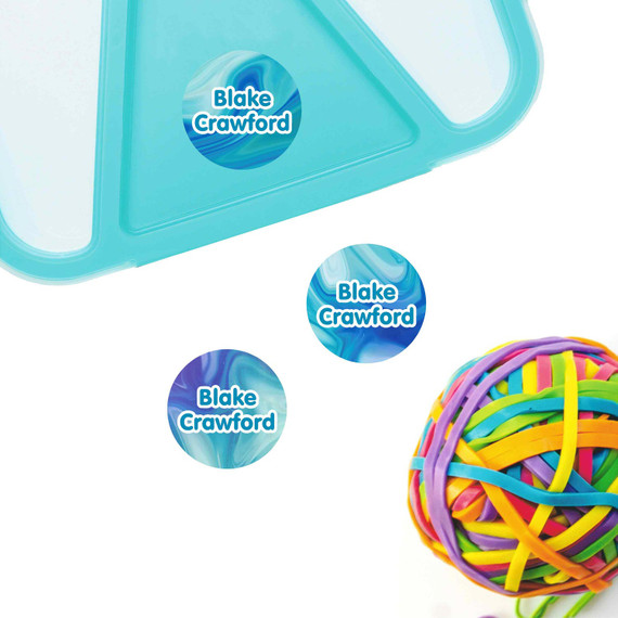 Liquid Swirl small round name labels — waterproof circle stickers for kids