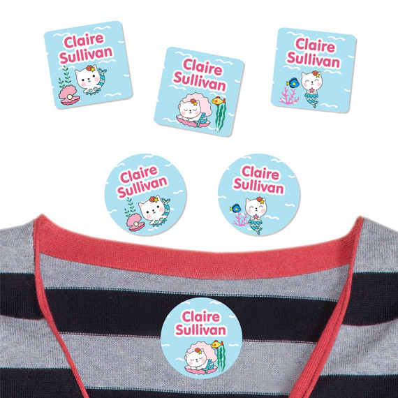 Meowmaids peel and stick clothing labels for kids — clothing stickers made to order