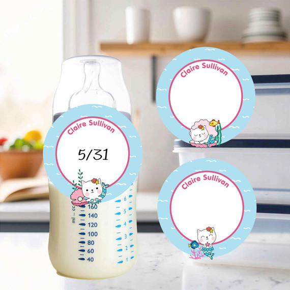 Meowmaids small round write-on labels — reusable waterproof daycare