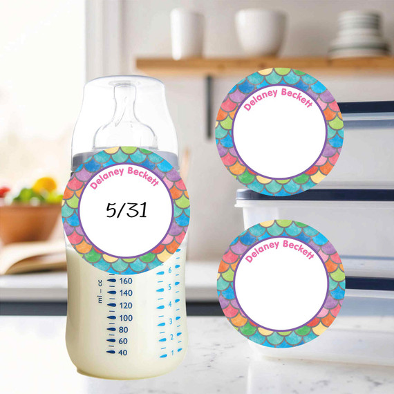 Eco-friendly small round write-on labels mermaid ocean waterproof kids name stickers Eco-friendly small round write-on labels mermaid ocean waterproof kids name stickers