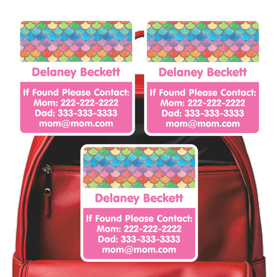 Mermaid Scales emergency labels with mermaid scale pattern