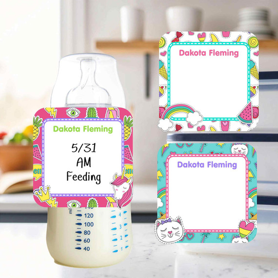Stickers small square write-on labels — reusable waterproof daycare