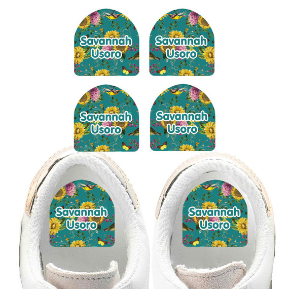 Sunflowers shoe name labels — personalized waterproof labels for shoes