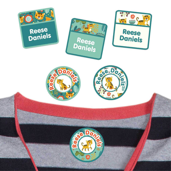 Tiny Tigers peel and stick clothing labels — clothing stickers for kids made to order