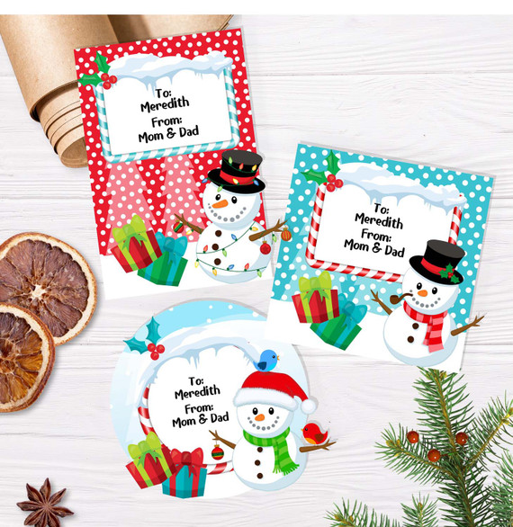 Snowmen Christmas Gift Labels