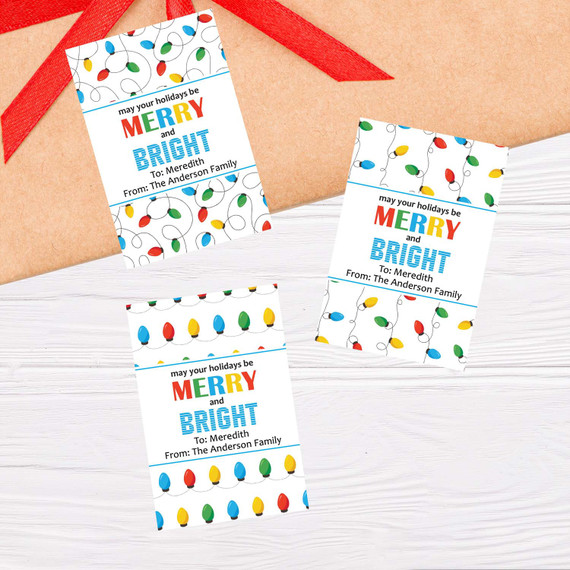 Christmas Lights Labels, Rectangle