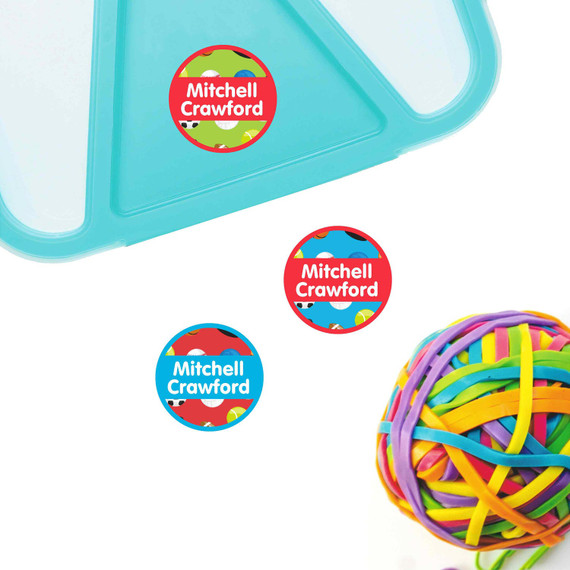 All Sports small round name labels — waterproof circle stickers for kids