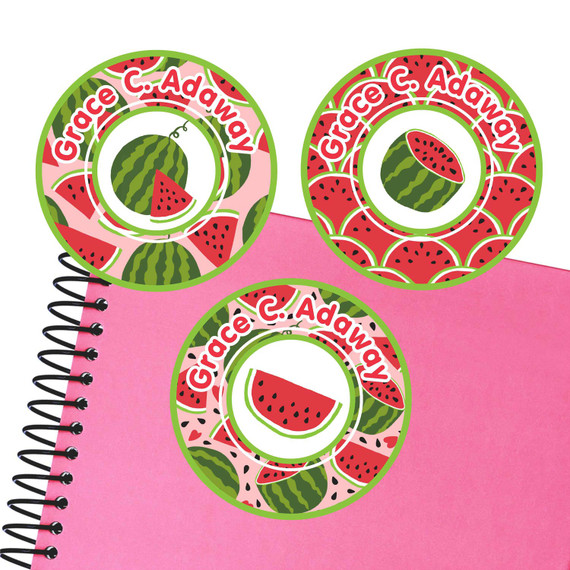 Summer Squeeze large round labels — waterproof name stickers for kids