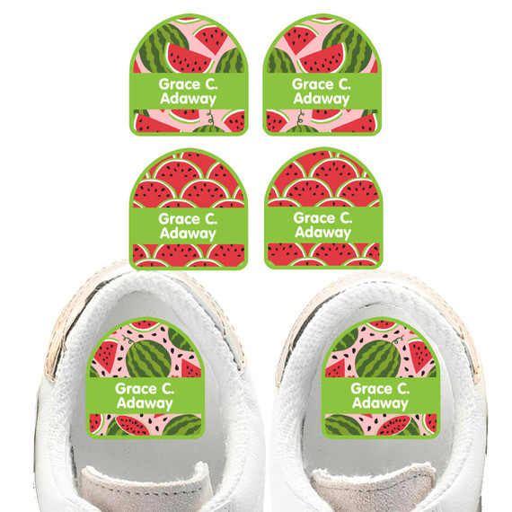 Summer Squeeze shoe name labels — personalized waterproof labels for shoes